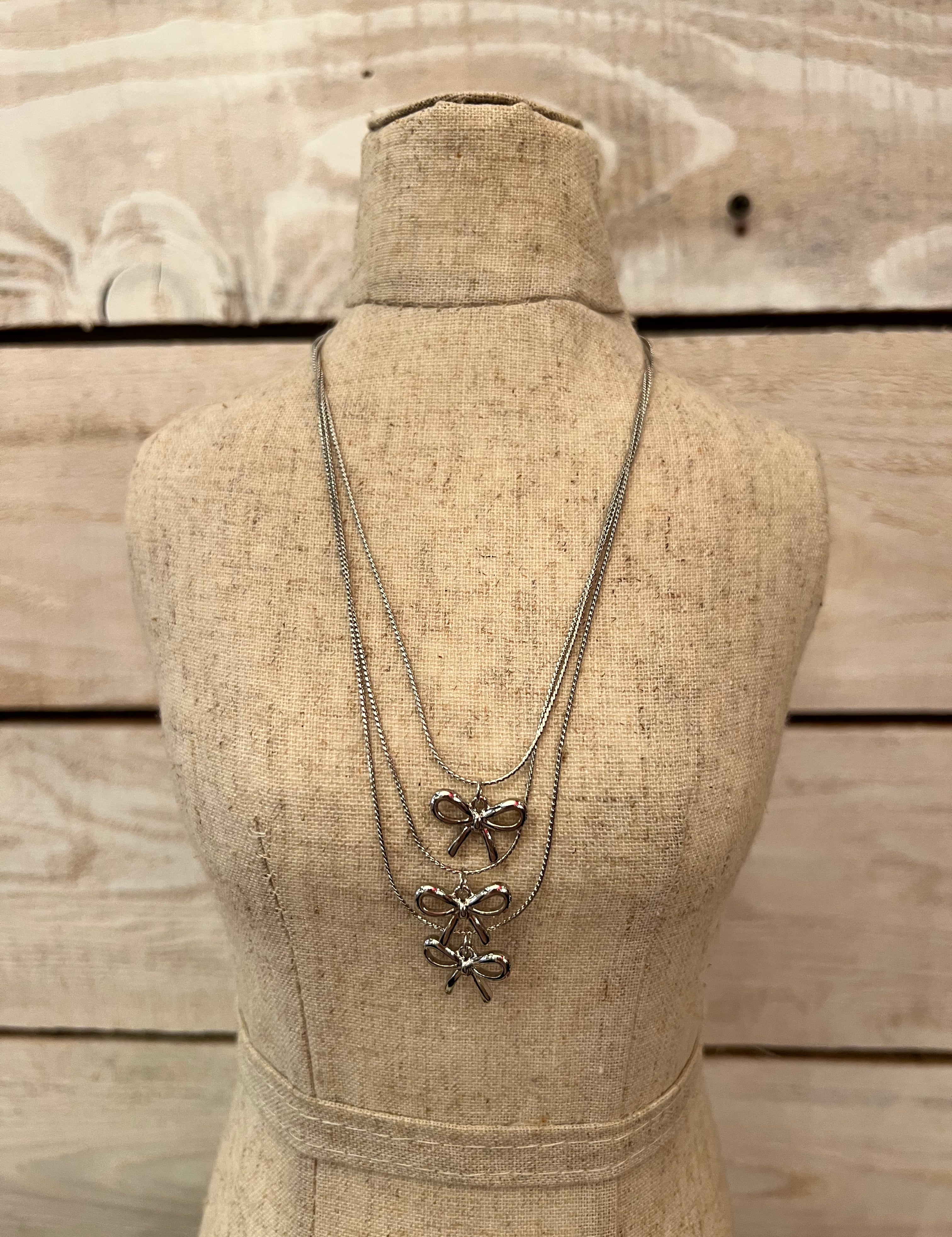 Triple Layered Bow Necklace