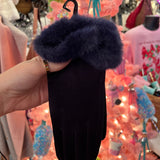 Fur Trimmed Suede Gloves