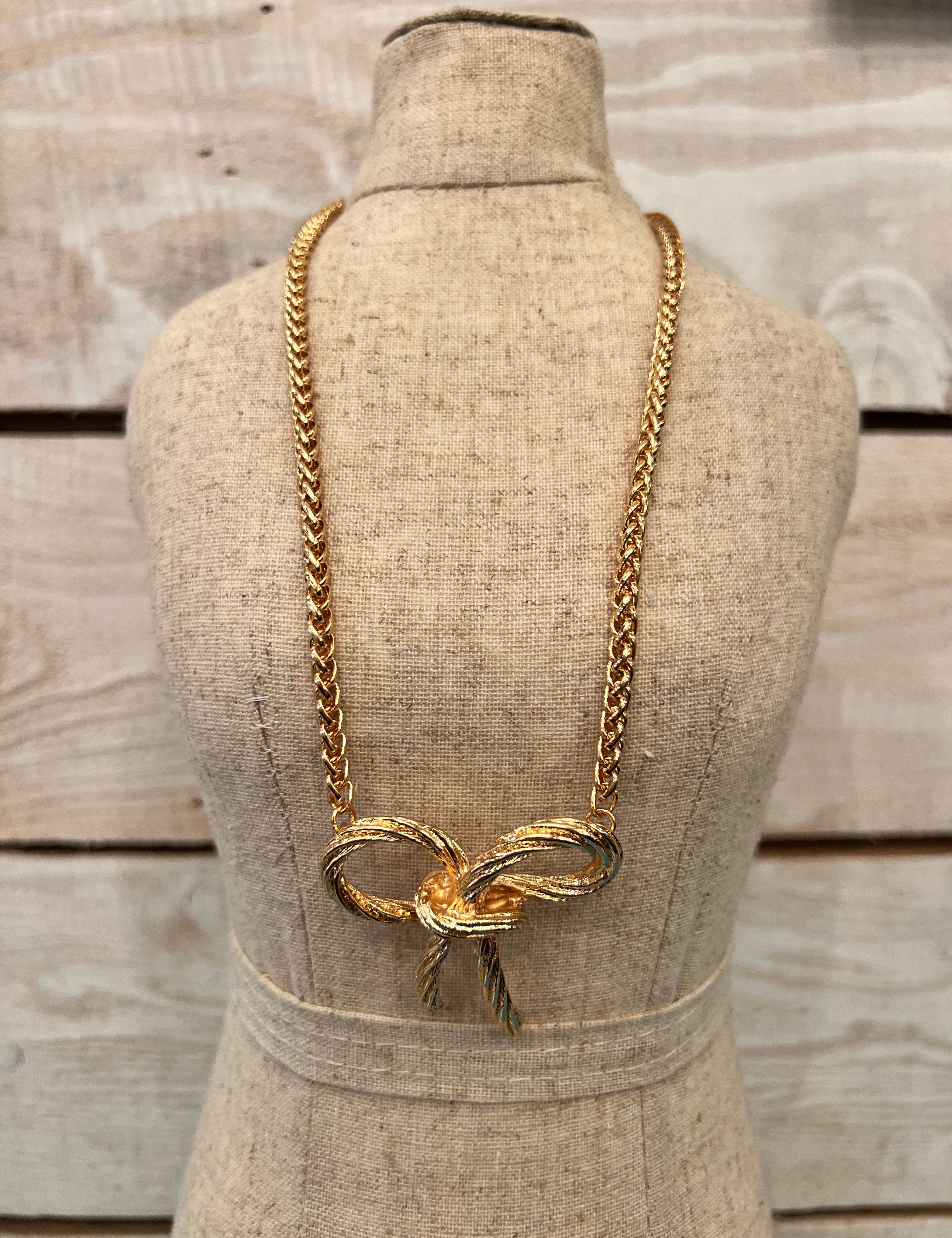 Chunky Textured Bow Necklace