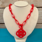 Resin Quatrefoil Link Necklace