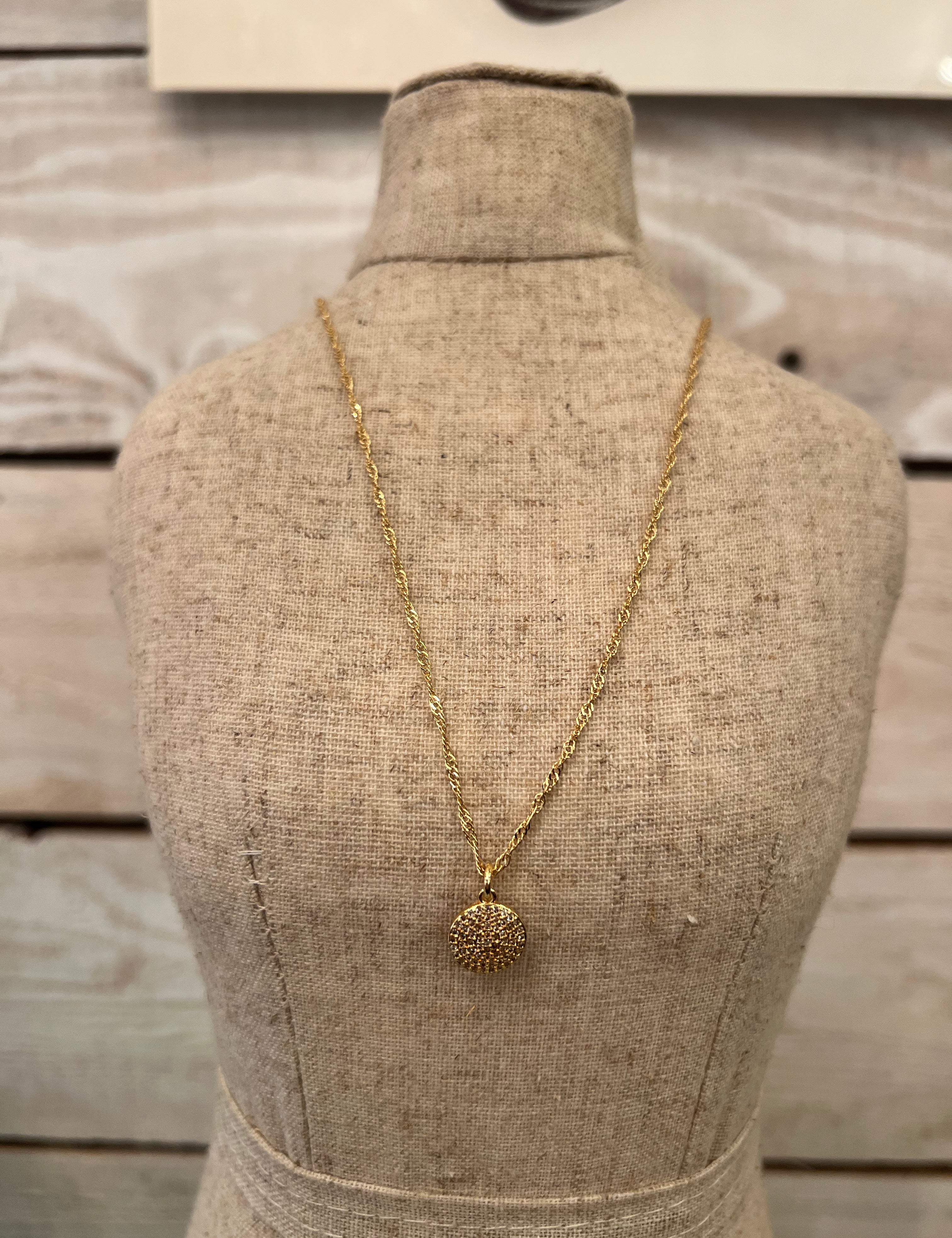 **Gold Sparkle Medallion Necklace