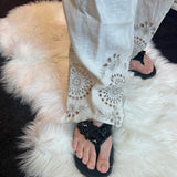Charlie B - Eyelet Embroidery Linen Pants