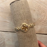 Thick Link Pink Quatrefoil Bracelet