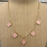Multi Pink Quatrefoil Necklace