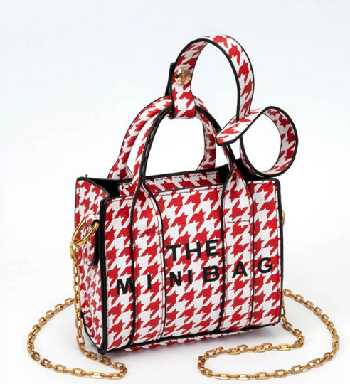 THE RED/WHITE MINI BAG Message Pointed Faux Leather Bag Charm Mini Crossbody Bagu