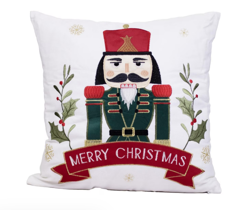 Merry Christmas Nutcracker Pillow