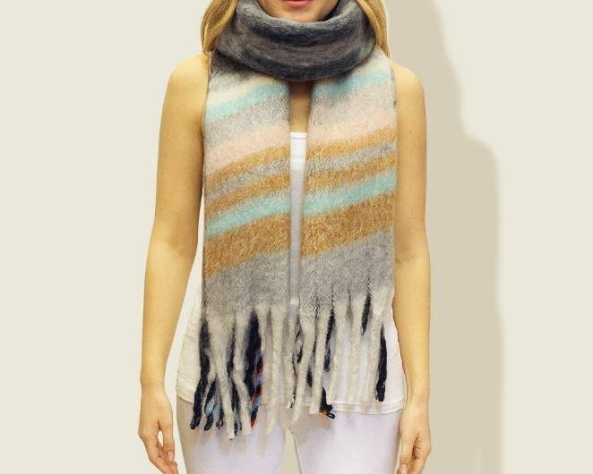 Fuzzy Oversized Fringe Scarf