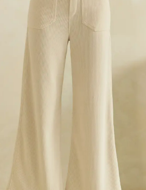 Soft Corduroy Wide Leg Pull On Ivory Pants