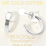 Silver- 14K Gold Dipped Hypoallergenic Half Open Hoop Earrings