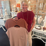 Ribbed short sleeve sweater