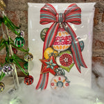 Flour sack tea towel with colorful vintage style designs