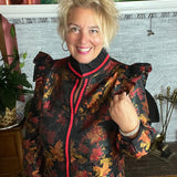 Jacquard pattern fall blouse