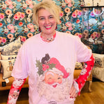 Pink Tee w/ rhinestones & santa