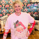 Pink Tee w/ rhinestones & santa