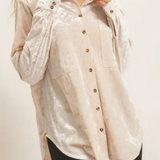 Crushed Velvet Button-Up Shirt