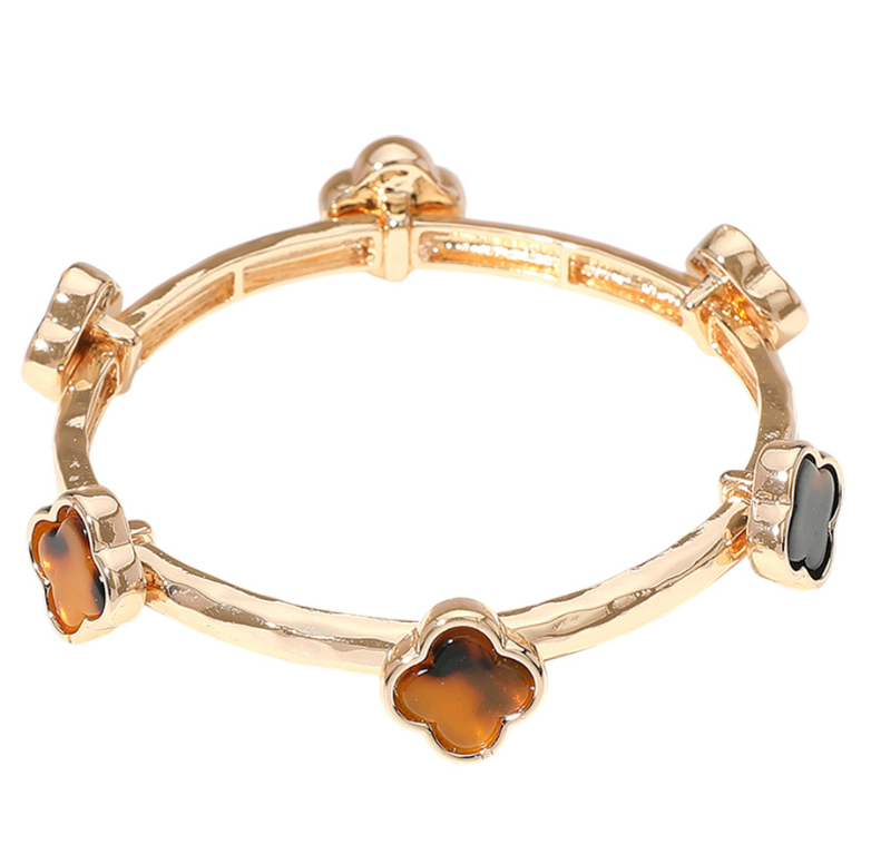 Reuben Clover Stretch Bracelet in Tortoise
