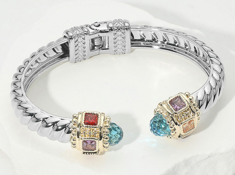 14K Gold Plated CZ Prism Cable Cuff Collection
