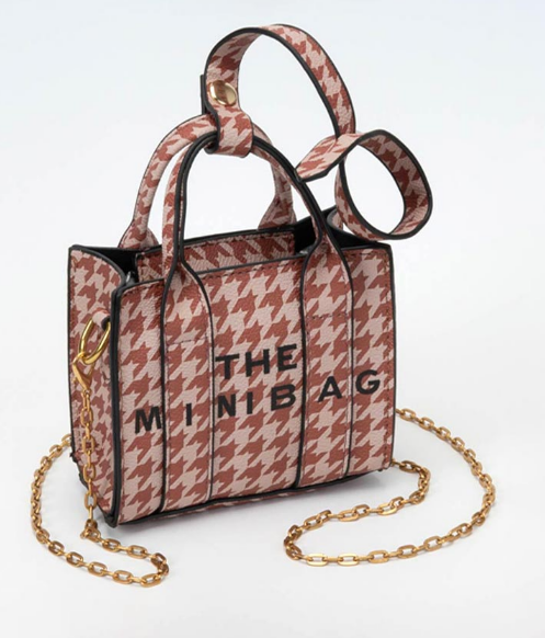THE  BEIGE/BROWN MINI BAG Message Pointed Faux Leather Bag Charm Mini Crossbody Bag