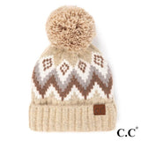 Aztec Chevron Pompom Beanie