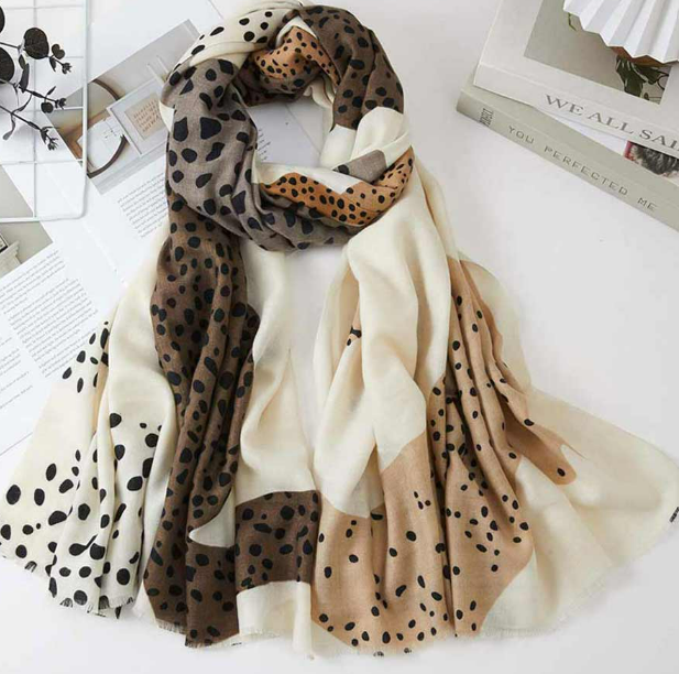 Patchwork Beige Print Wrap Scarf