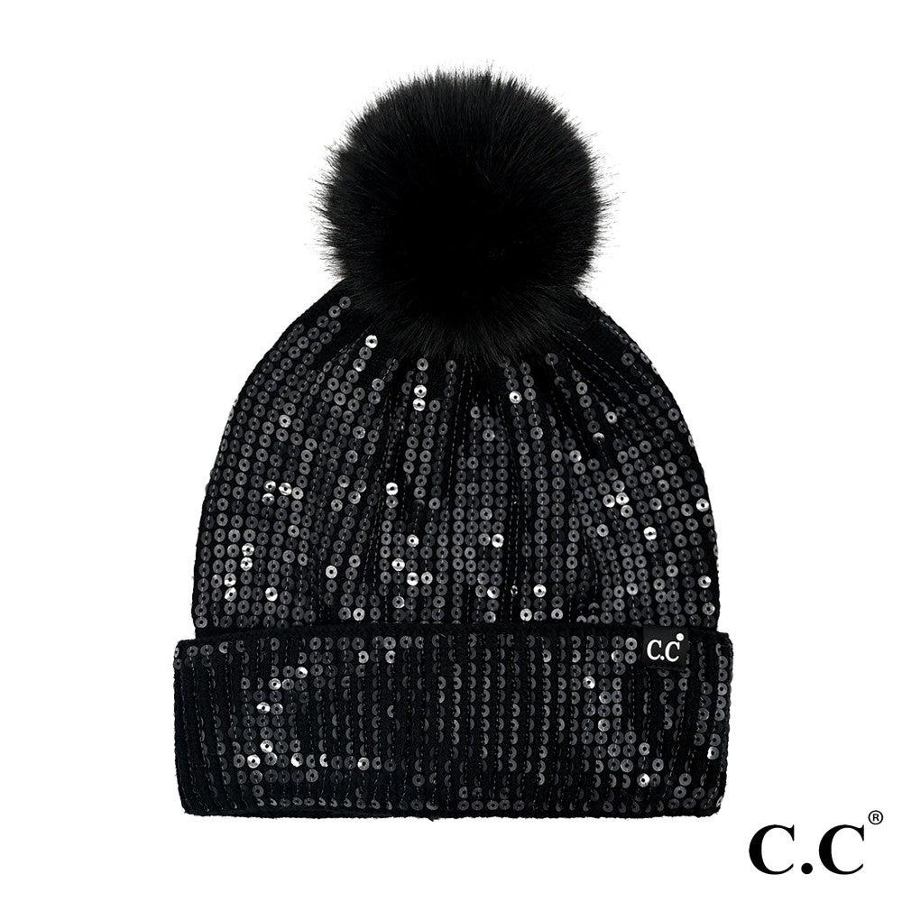 **All Over Sequin CC Beanie