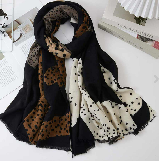 Patchwork Black Print Wrap Scarf