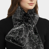 Black Snake Skin Patterned Faux Fur Pull Through Scarf
