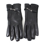 Black Leather Toggle Gloves