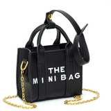 THE  BLACK MINI BAG Message Pointed Faux Leather Bag Charm Mini Crossbody Bag