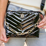 Ariana Black Patent Crossbody