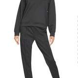 Cuba Mock Neck Pullover & Pintuck Joggers Set in Classic Black