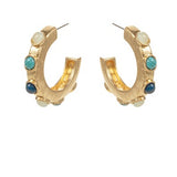 Colored Stone Chunky Hoop Earring