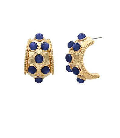 Colorful Stone Galvanized Gold Earring