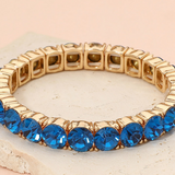 Blue Crystal Round Stone Stretch Evening Bracelet