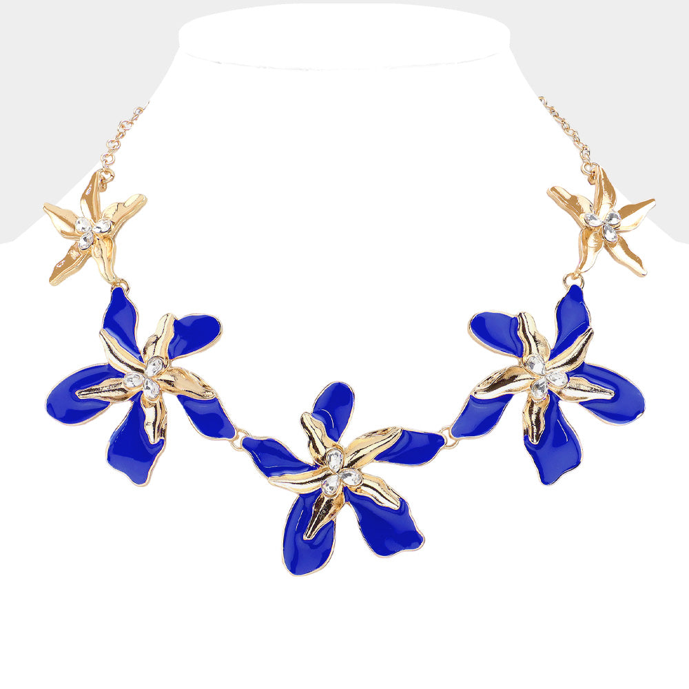 Statement Enamel Flower Necklace