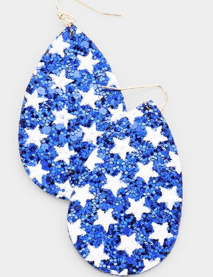 Glitter Star Teardrop Earrings