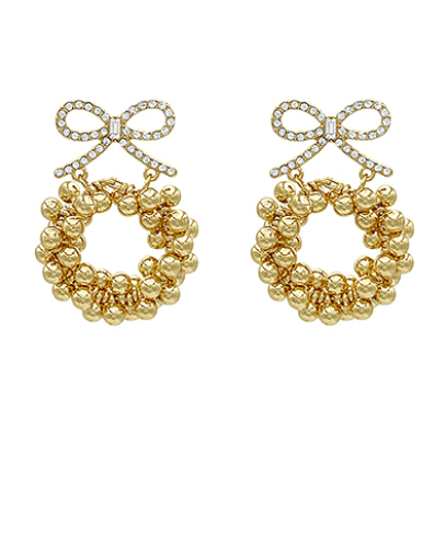 Glitzy Bow Wreath Earrings