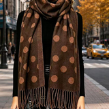Brick Polka Dot Pattern Fringe Scarf