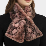 Brown Snake Skin Patterned Faux Fur Pull Through Scarf