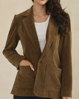 The Classic Soft Corduroy One Button Blazer