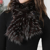 Fluffy Frosted Brown Faux Fur Pull-Through Winter Scarf