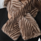 Brown Zebra Pattern Faux Fur Pull-Through Winter Scarf
