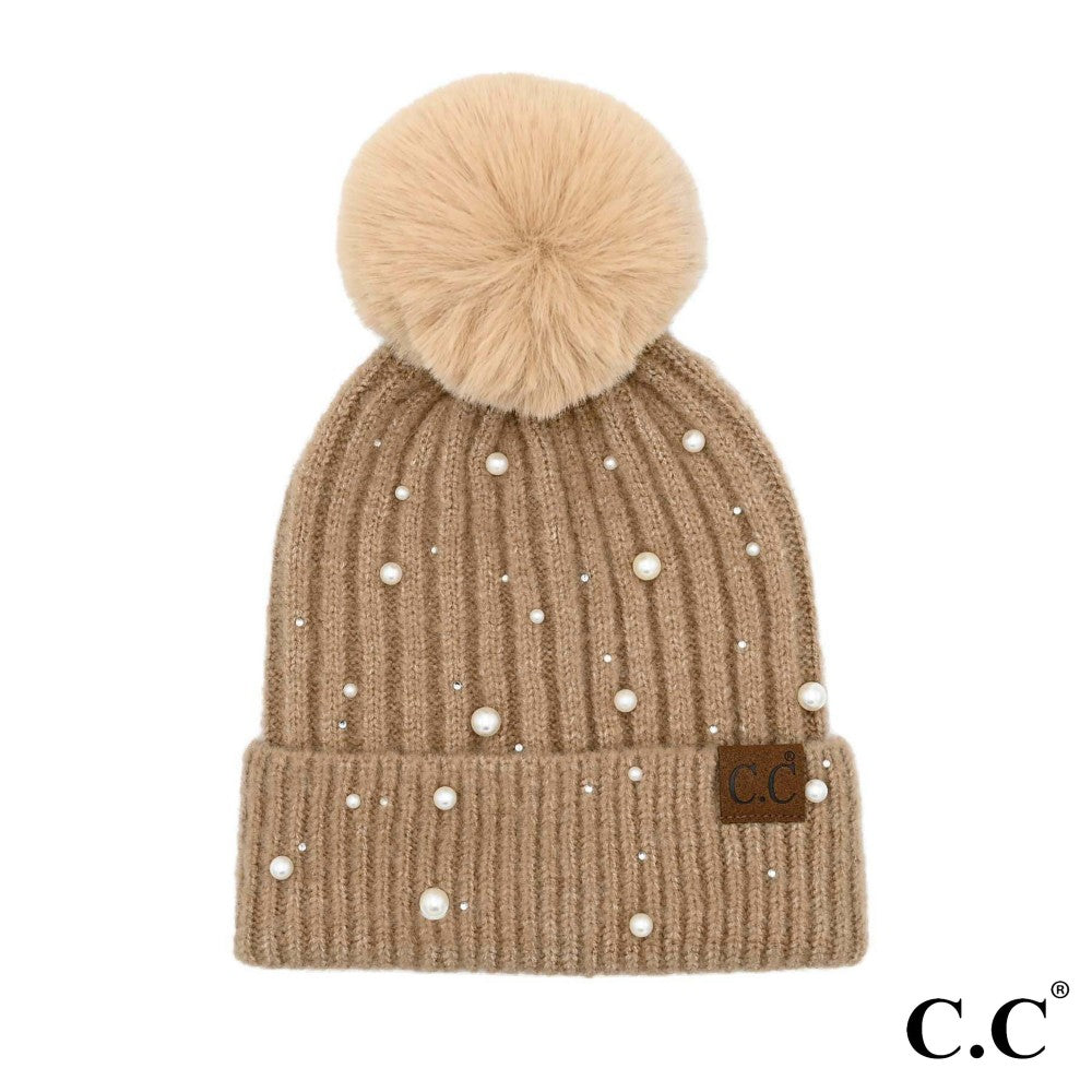 Pretty Pearl Pompom Beanie