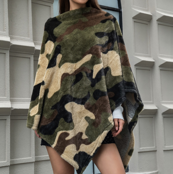 Camo Fur Poncho