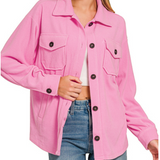 Candy Pink Ultra Soft Oversize Basic Fleece Shacket
