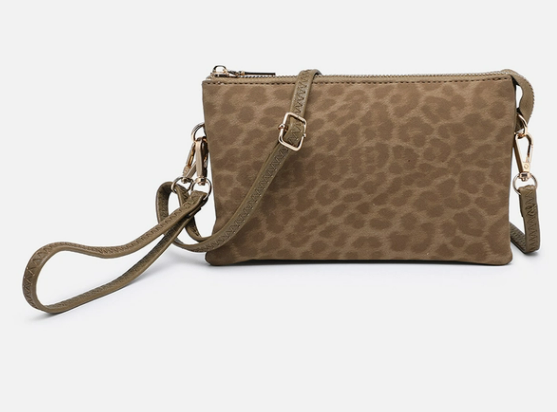 Riley Olive Cheetah 3 Compartment Crossbody