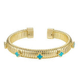 Turquoise Clover Coil Cuff Bracelet