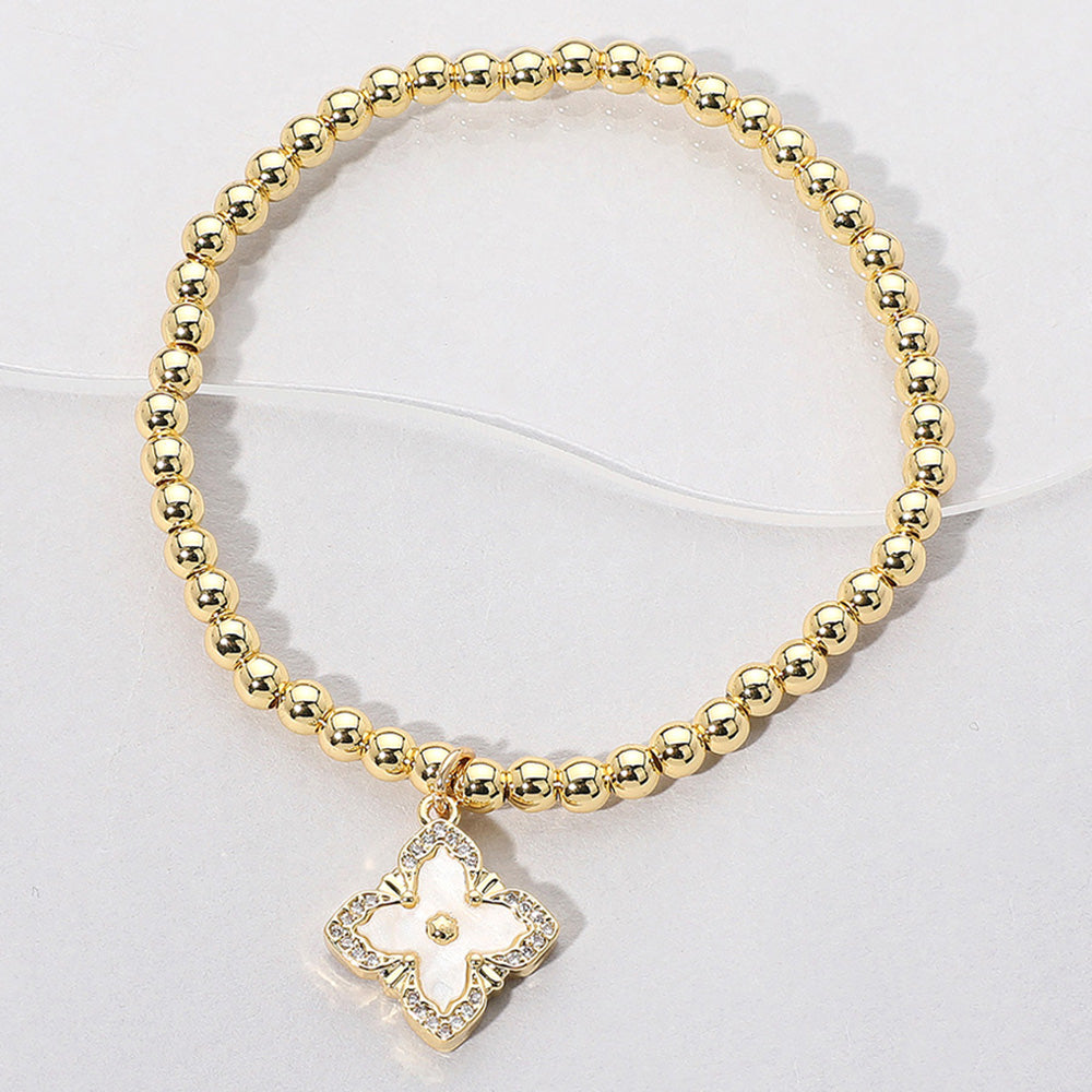 Mother Of Pearl Clover Stretch Bracelet