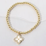 Mother Of Pearl Clover Stretch Bracelet