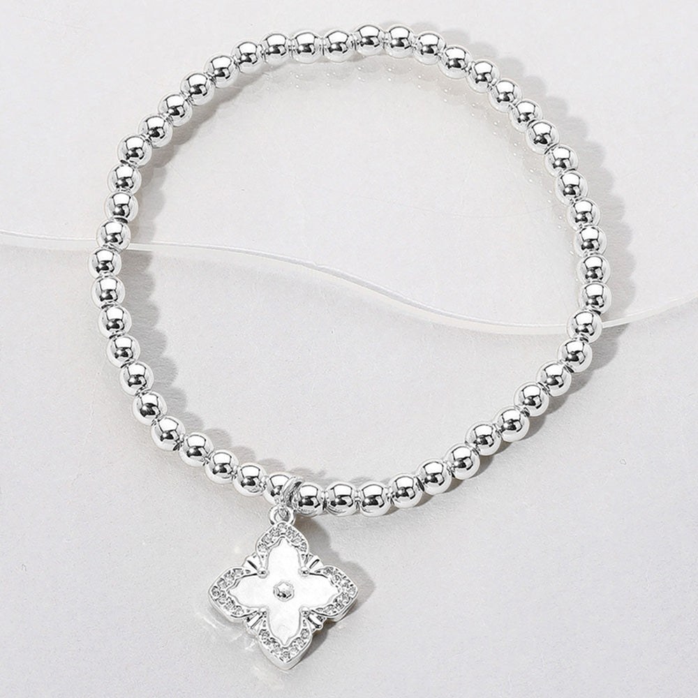 Mother Of Pearl Clover Stretch Bracelet